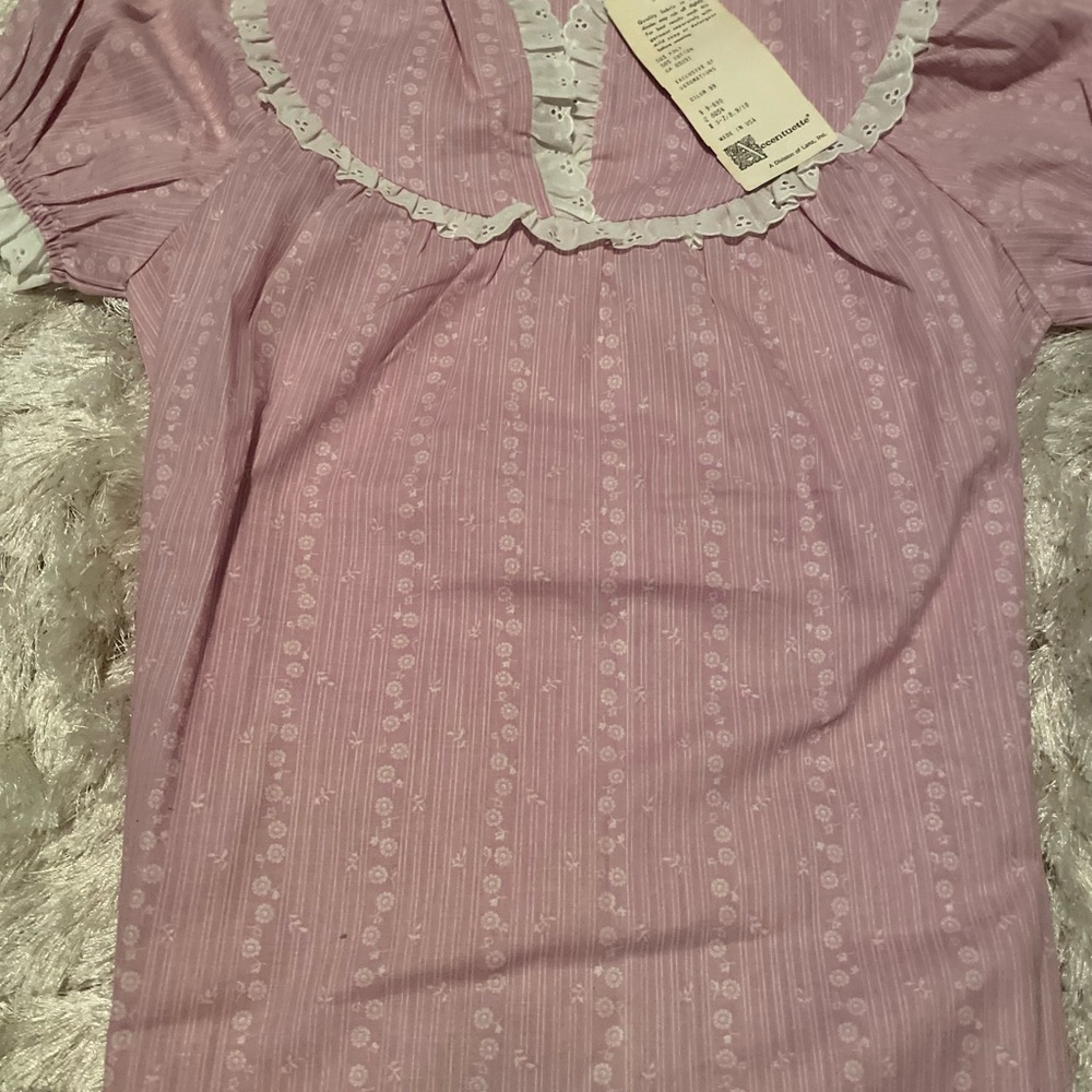 new! vintage womens Lanz accentuette pink nightgown pajama size small